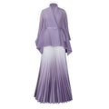 Q120 new  fashion pleated minimalist solid color top and gradient flared skirt two-piece set