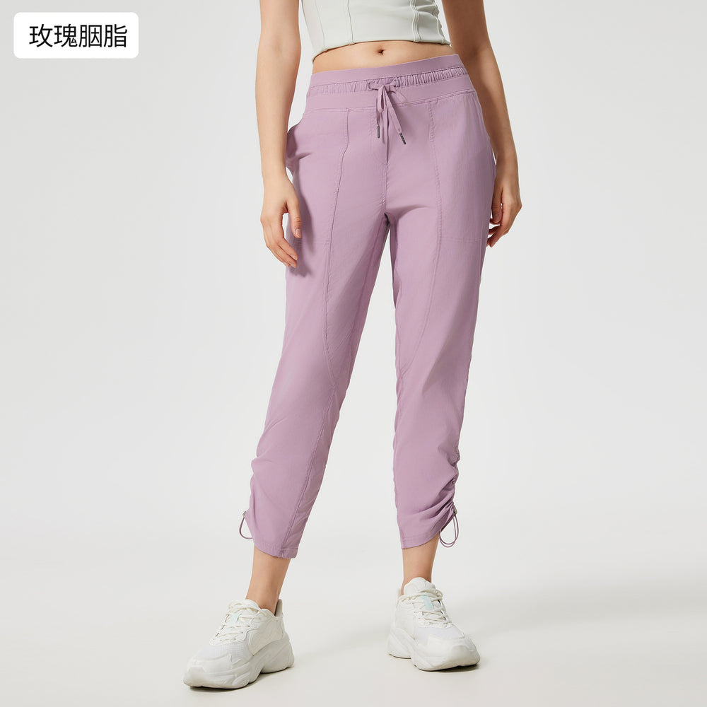 Spring/summer lightweight breathable ice-feel casual sports pants for women - two-way wear, slimming, running & fitness straight-leg pants dss070