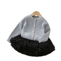 Fall and winternew arrival baby girl k-styleknittingoutweargirlsweatercardigan tutu skirtsuit