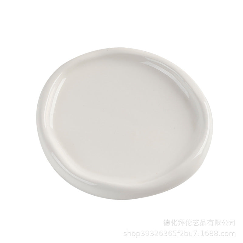 Creative irregular ceramic plate breakfast dessert plate minimalist cloud plate cute white ceramic tray