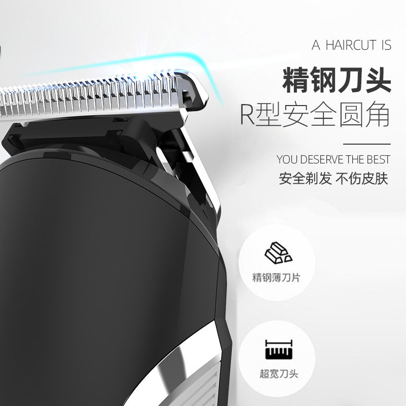 Wholesale electric hairdressing scissors rechargeable electric hair clippers full body washable lcd digital display hairdressing set cross-border