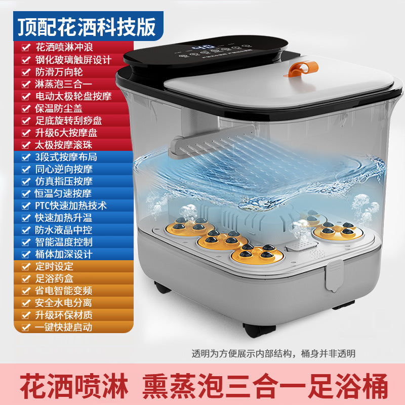 Electric foot bath bucket - deep bucket foot spa massager, fully automatic constant temperature heating, steaming foot soak, foot and calf soaking tub for home use