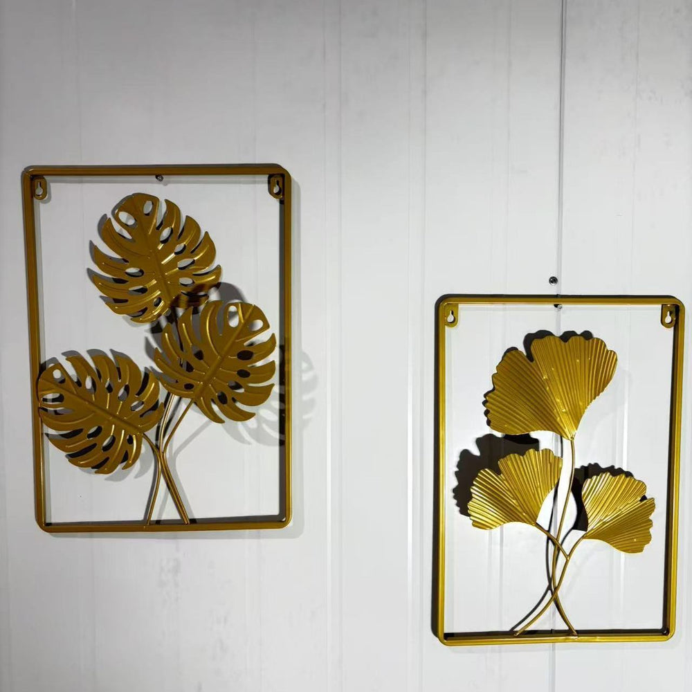 No-drill iron art wall decor - modern minimalist entryway, living room accent wall hanging - nordic metal decor
