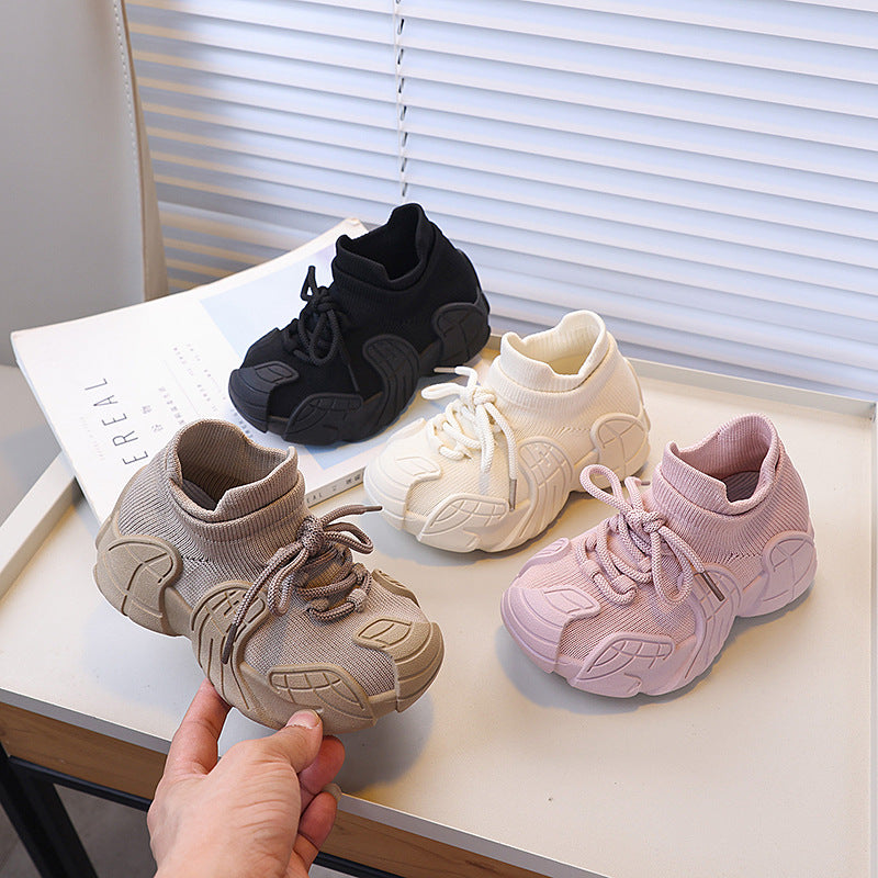 Vancahao hiking shoes kids flyknit coconut shoes  autumn new girls' breathable casual shoes for mid-to-large children