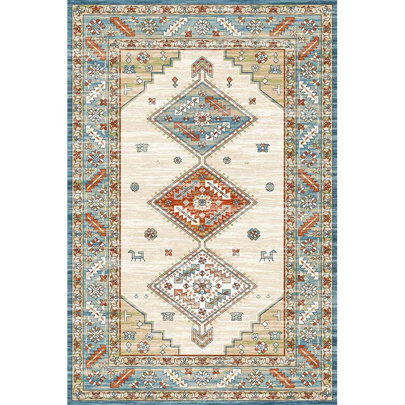 retro ethnic moroccan faux cashmere rug - durable, stain-resistant, perfect for living room coffee tables, bedroom bedside, and more