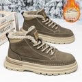 Men's martin boots - winter fleece-lined, extra thick, warm cotton shoes, men's high-top leather shoes, leather upper, thick sole, outdoor snow boots