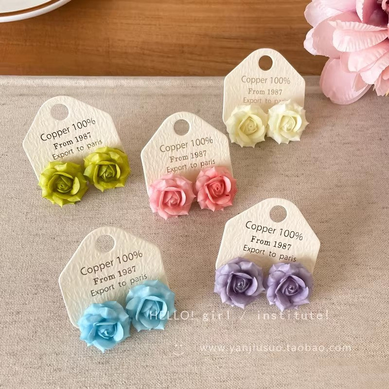 Spring/summer gentle color gradient floral earrings for women, 2026 new hot style, high-end stud earrings, unique and beautiful jewelry