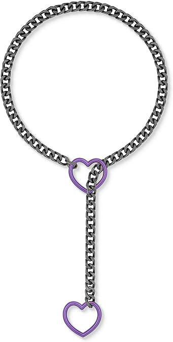 2024 new cross-border multi-color heart & o-ring adjustable punk cuban long necklace - couple's style