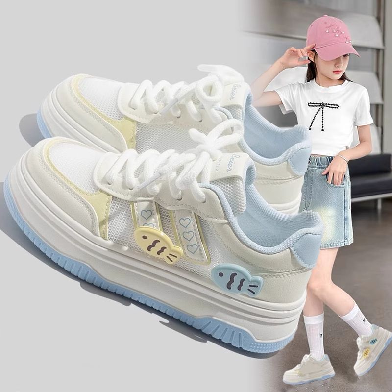 Girls' athletic shoes - new spring/summer  collection: breathable mesh sneakers, white shoes, platform shoes for girls, big & tall sizes, kids' footwear