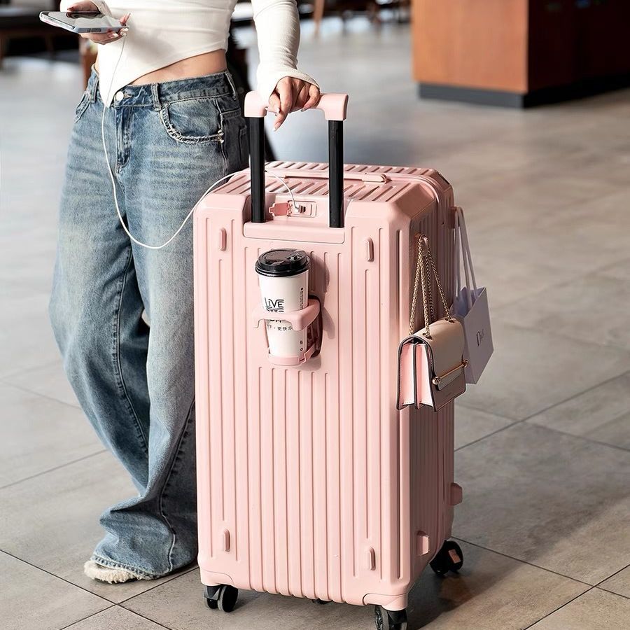 Large capacity aluminum frame suitcase 26 inch anti-drop suitcase brake wheel student trolley case password case leather case