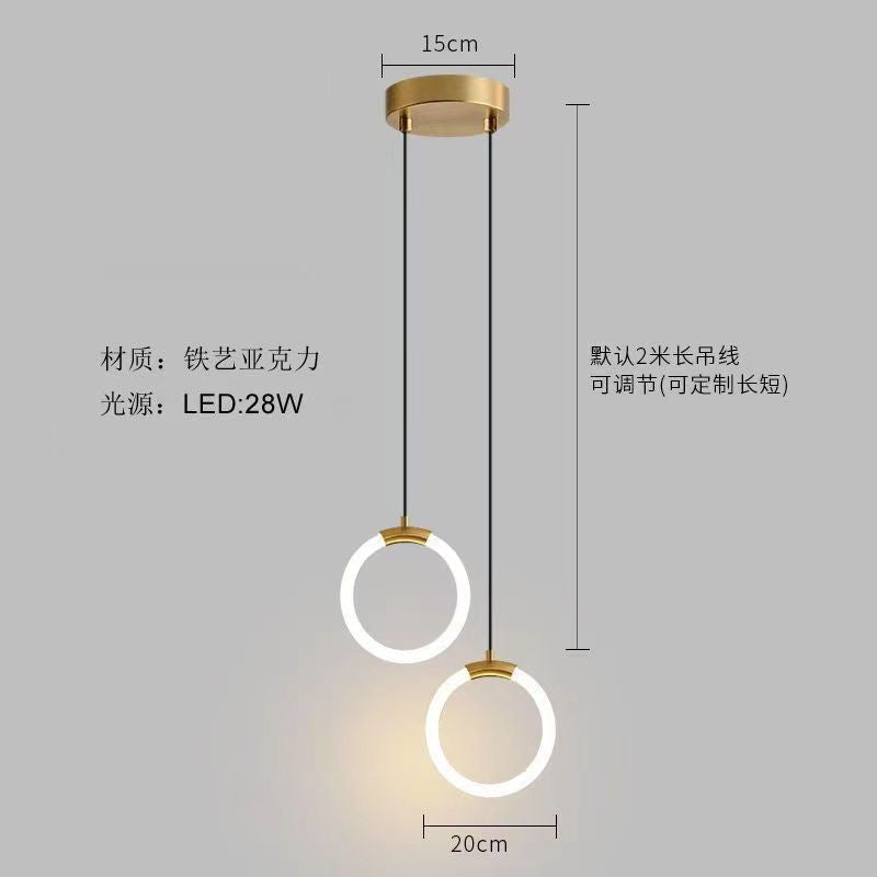 Modern minimalist brushed gold u-shaped linear pendant light - italian style for bedroom, bedside, dining room, island, bar, and hotel