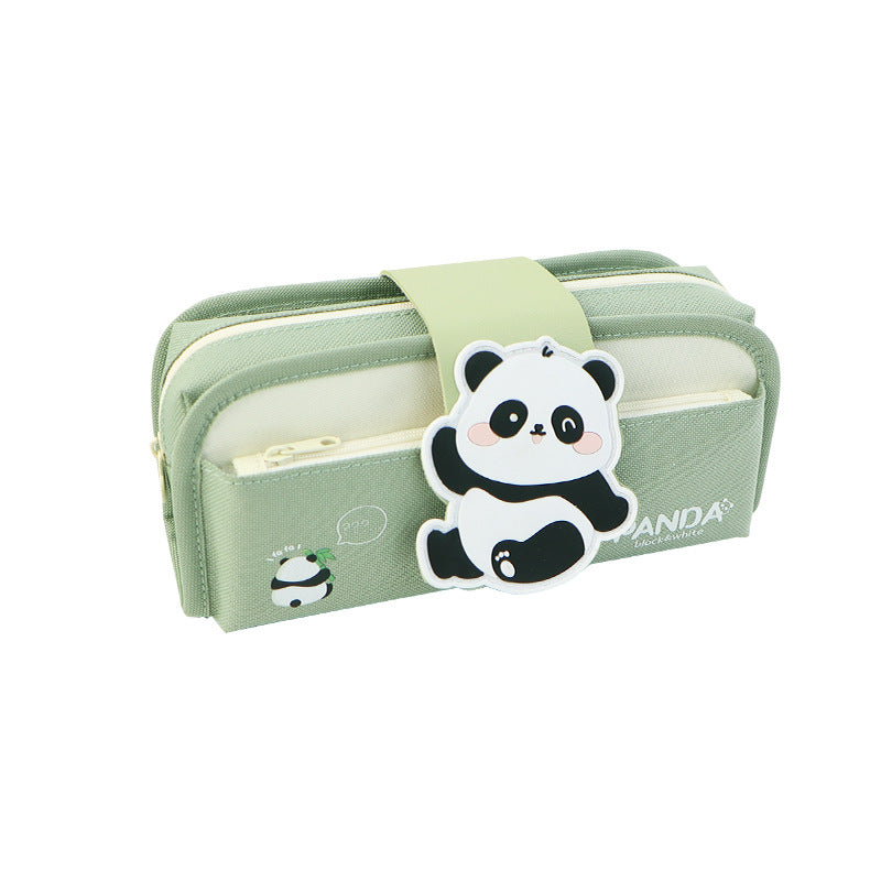 Foreign trade Korean version cartoon removable panda pencil case wholesale large-capacity stationery box primary school students men's and women's stationery bags