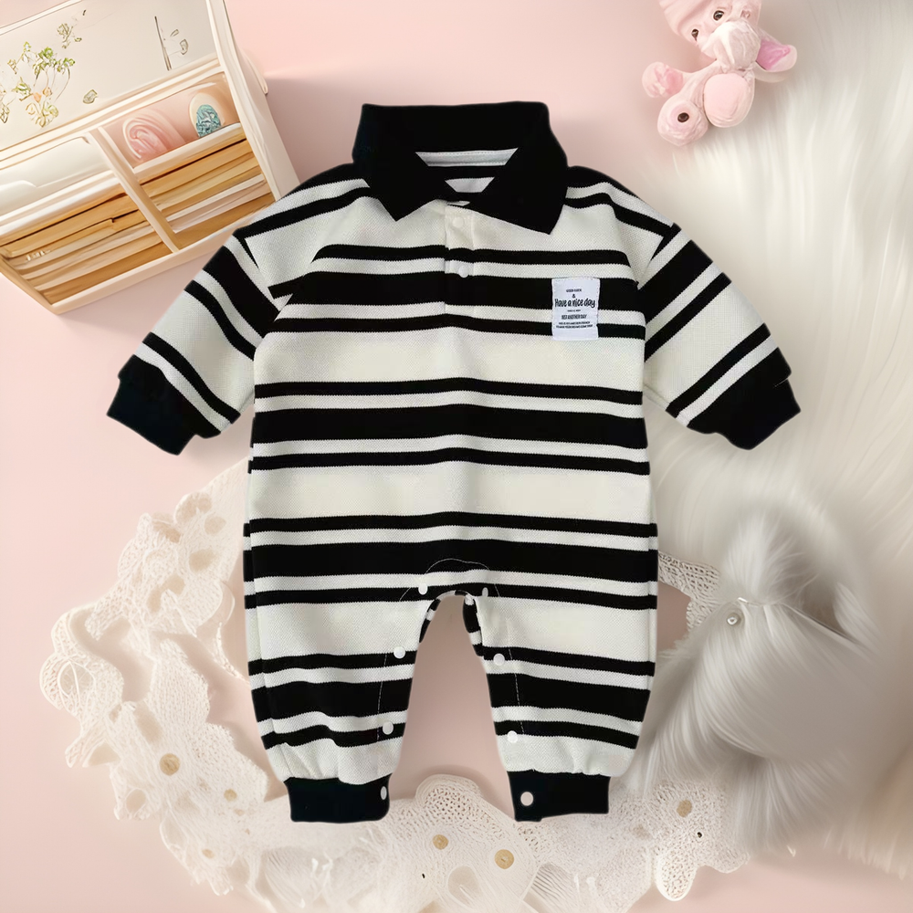 Baby boy romper - new spring/autumn collection - infant clothing - autumn polo collar - long sleeve outfit for infants and toddlers
