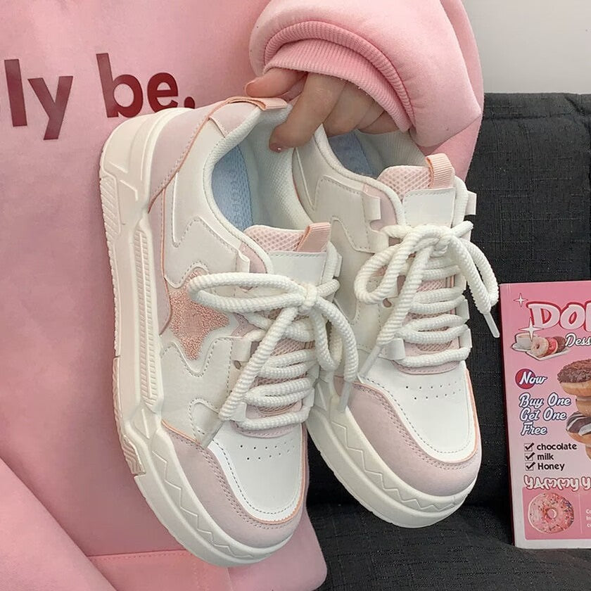 Best selling star white shoes women's 2026 new arrival sneakers easiest for match breathable spring & fallthick solecasual sports women's shoes