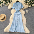 Export french tweed styleclassyfashionable buttoned silm short-sleeved knittingdress women's summer waist elegant