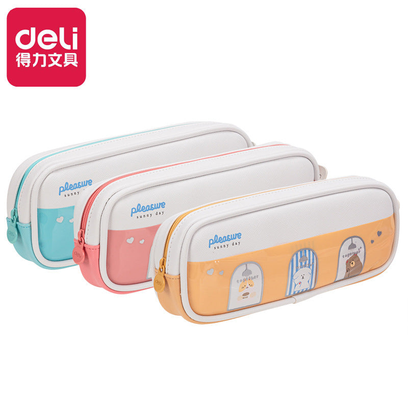 Deli Stationery Children's Student Pencil Bag Stationery Box Student Storage Bag Stationery Bag Large Capacity Cartoon Pencil Case