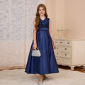 fashionexportfashion stylegirl dress long skirt v-neck evening dress satin princess dress catwalk classysequin skirt