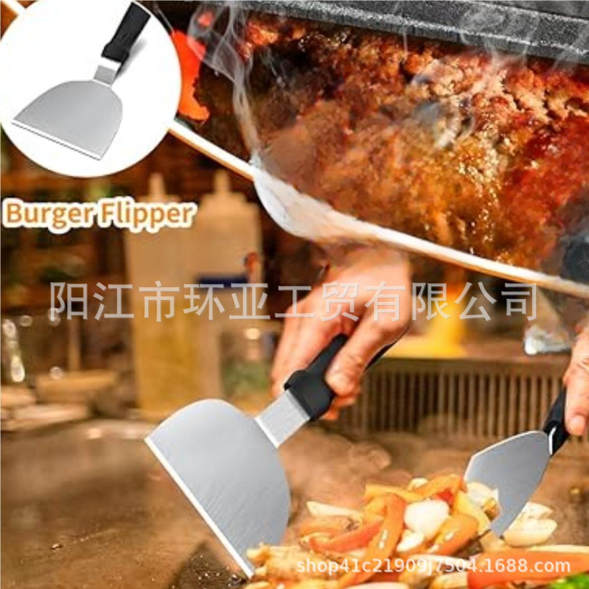 Cross-border stainless steel steak shovel iron plate frying shovel cooking shovel thickened steak pancake tool shovel high temperature resistance