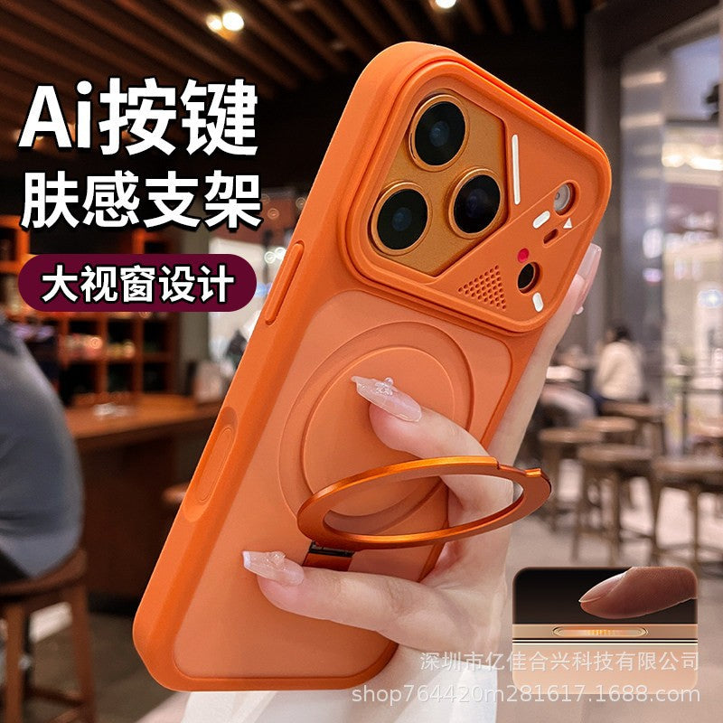 Irregular lens large window instantly turns into iphone17pro mobile phone case apple 11 imitation original magnetic holder
