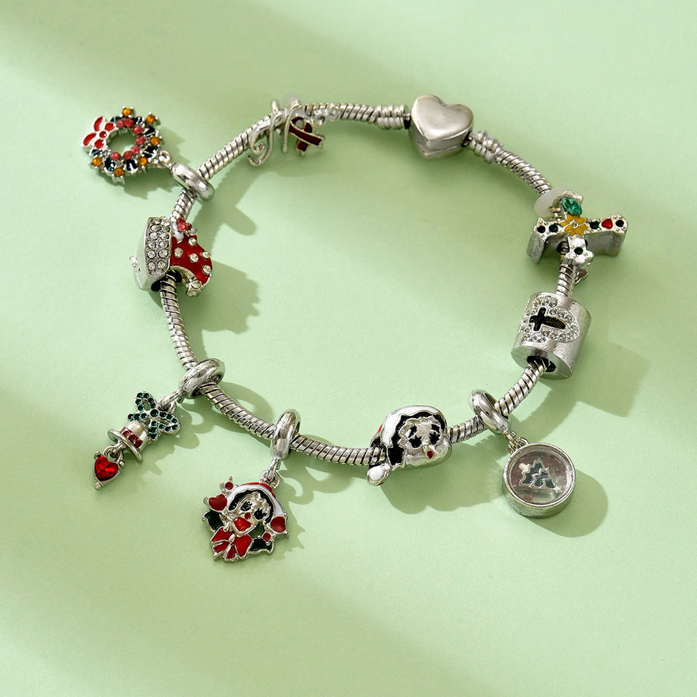 new arrival christmas bracelet jewelry fashionhip hop punk style alloy dripping oil santa claus gift bracelet
