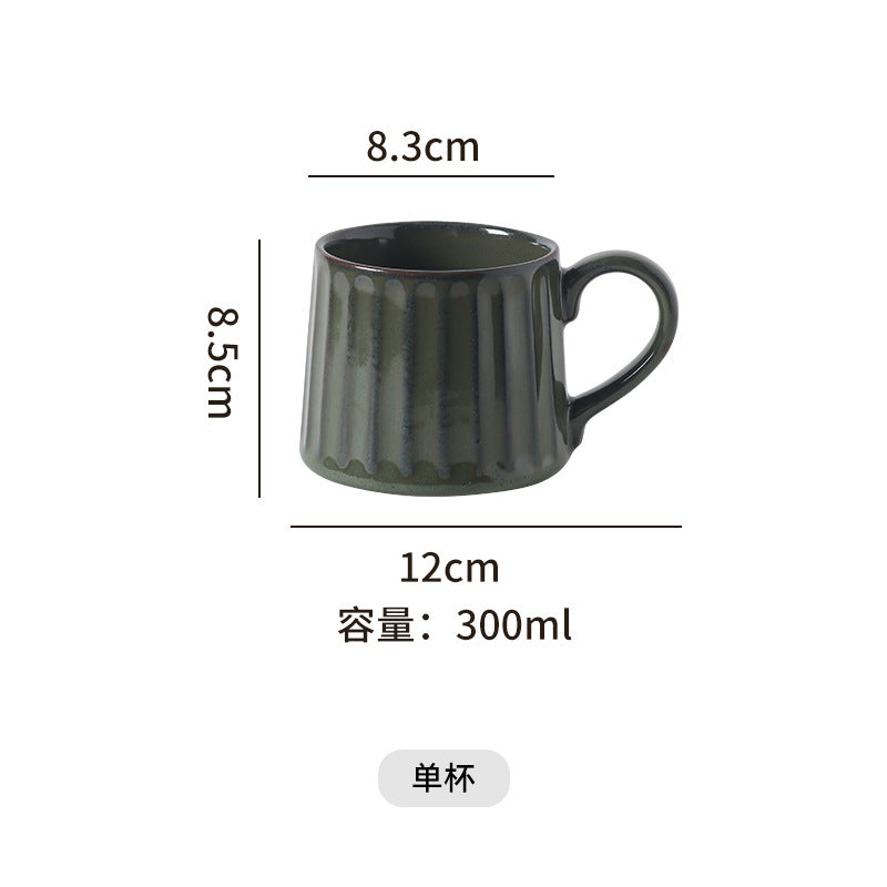 Vintage personalized ceramic striped afternoon tea milk coffee cup hand-painted stoneware mug italian nostalgic style cup and saucer set