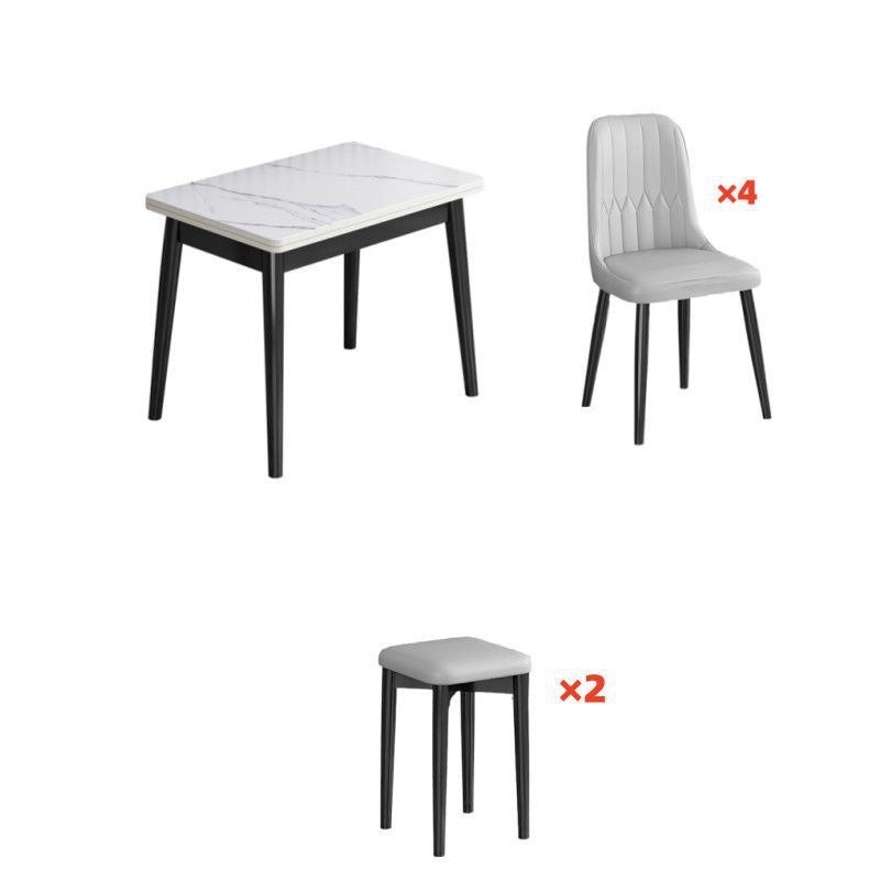 Foldable rock slab dining table - space-saving extendable solid wood dining set for small apartments - italian minimalist style