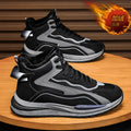 Men's spring new thick-soled fleece-lined warm dad shoes, versatile high-top athletic shoes for young men, men's casual shoes