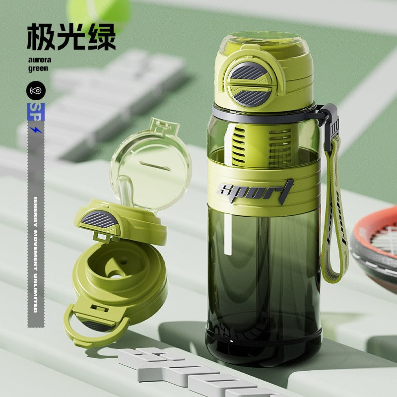 New arrival large capacity fitness sports water cup double drink high appearance outdoor water kettle high temperature resistant student plastic cup wholesale