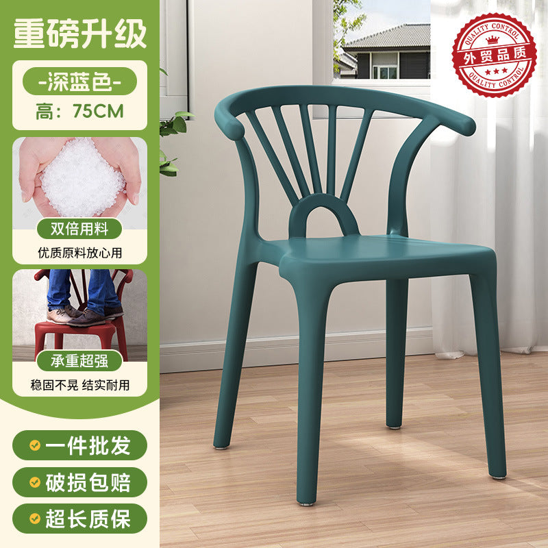 Scandinavian dining table and chairs modern casualthickened stool plastic chair dining chair for home backrest desk chair stackable stool