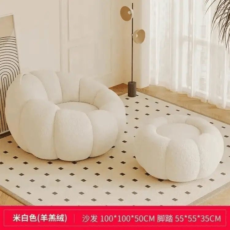 Cream style lazy sofa can lie down and sleep back chair pumpkin single sofa cashmere sofa chair fabric all-in-one