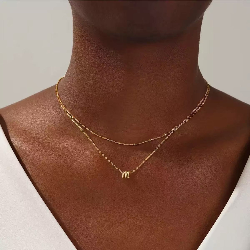 Amazon cross-border european and american style design 26 initial letter necklace layered necklace women's fashion pendant jewelry