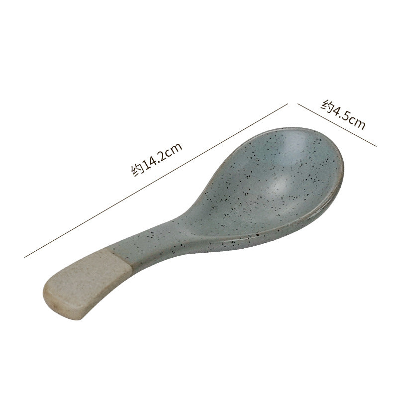 Creative kitchen ceramic tableware small spoon japanese retro cute high-value household spoon soup spoon rice spoon