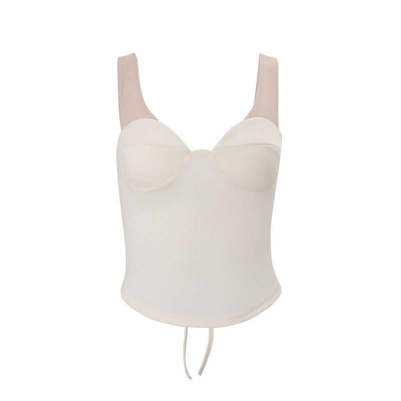 European and american style women's spring  new arrivals: sexy and spicy push-up bandeau top, solid color inner layer, backless irregular top