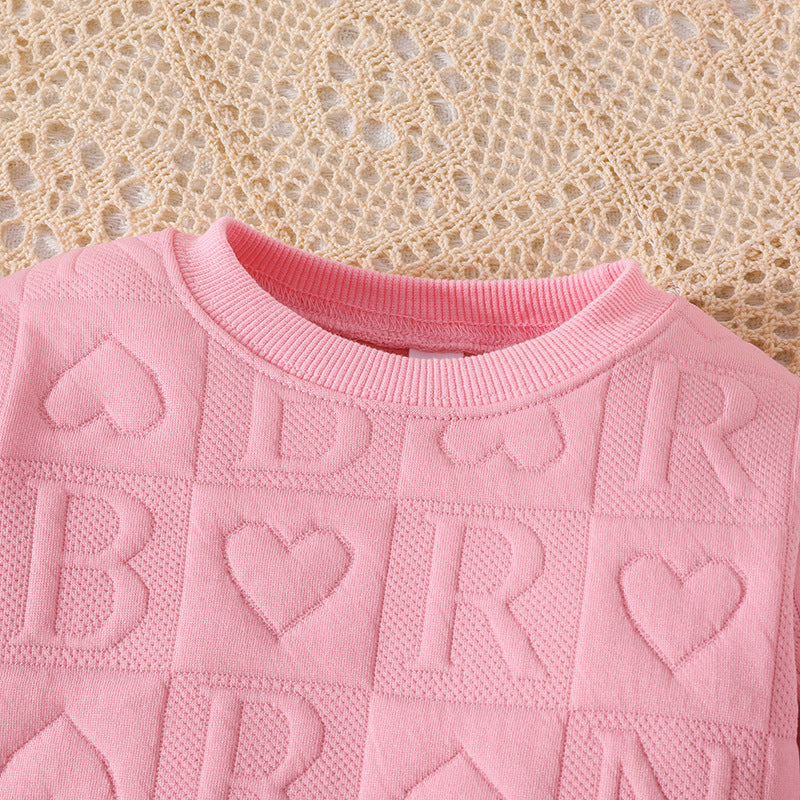 225-year cross-border spring & fallnew arrival baby girl round neck long sleevestops+letterprintingpantstwo-piece setin stock