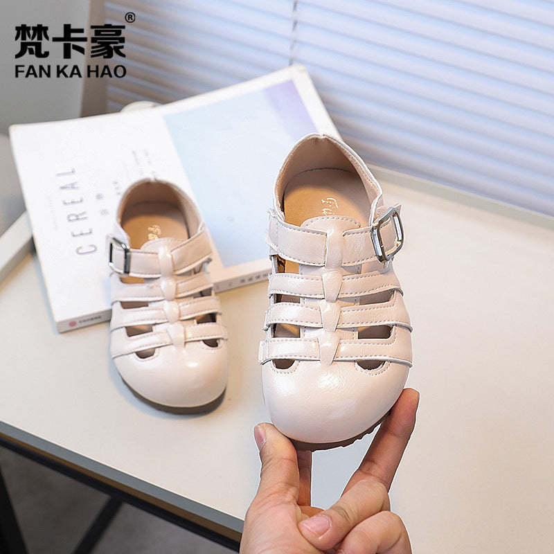 Vancahao children's shoes  summer new girls' fashion closed-toe roman sandals boys' birkenstock-style shoes kids' sandals