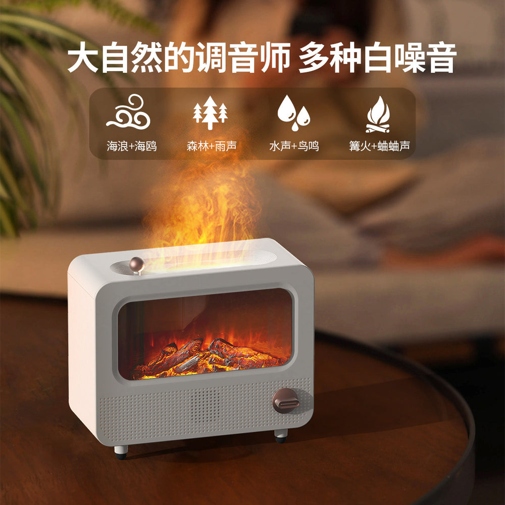 rainbow flame aroma diffuser - home diffuser night light humidifier atomizer with bluetooth speaker