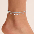 foreign trade popular heart-shaped satellite anklet suit adjustable layered ankle chain stylishtrendy design