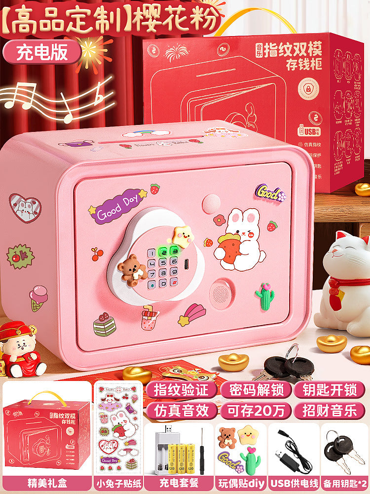 Piggy Bank 2024 New Children's Girls Only Can't Get In Safe Cabinet Boys Large Capacity Password Box Savings