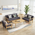 Solid wood sofa and coffee table set - modern minimalist fabric office sofa for small apartments and rental properties