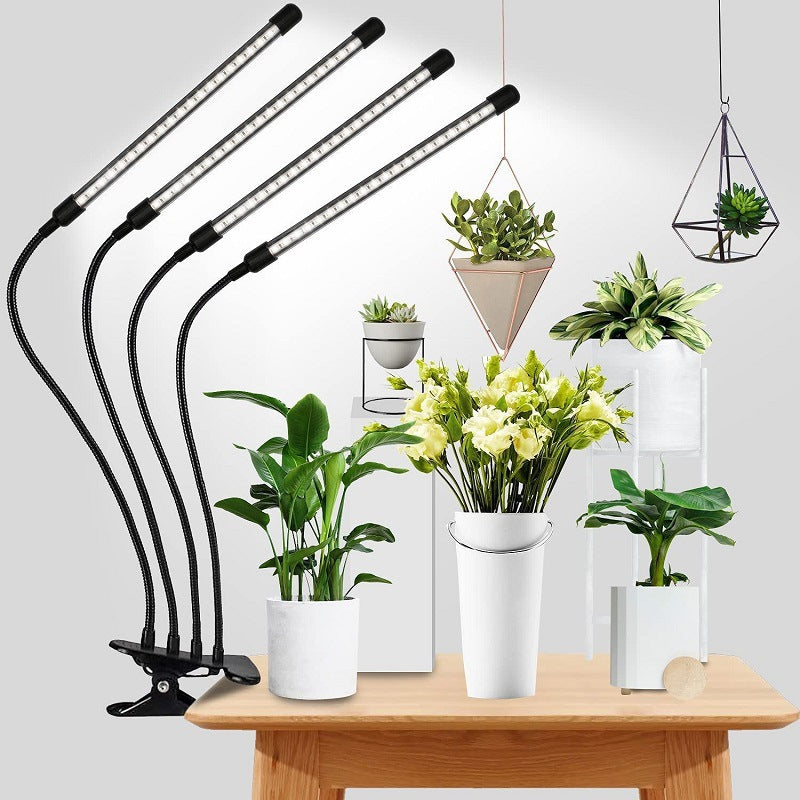 Led grow light with clip, timer, full spectrum sunlight simulation, for succulents, flowers, herbs, seedlings, and supplemental lighting