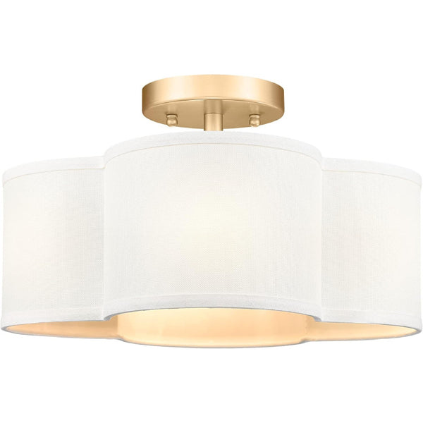 Cross-border dedicated semi-recessed ceiling light white fabric drum linen lampshade bedroom dining room hallway living room