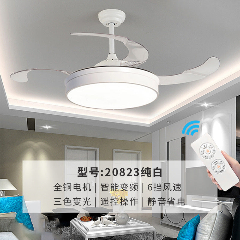 隐形风扇灯客厅餐厅卧室全光谱LED变频吊扇灯中山家装灯饰跨境