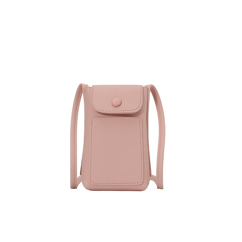 Cross-border premium soft leather messenger mobile phone bag women's 2025 summer new shopping and walking mini macaron shoulder bag