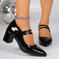 2026 summer new chunky heel slip-on buckle fashion flats - plus size retro pointed toe women's single shoes for export