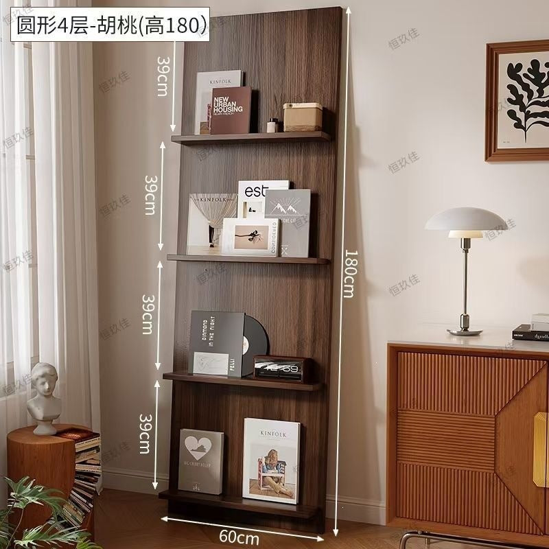 Magazine rack floor-standing storage rack wall-mounted book rack newspaper rack environmental-friendly multi-layer bookshelf medieval style reading bookshelf wood