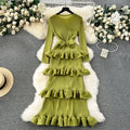 Classy banquet dress classyaccessible luxuryniche styleruffles cake skirt heavy industry pleated silmlongdress