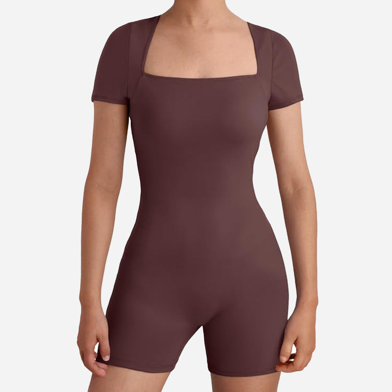 Amazon summer new women's high-stretch, body-hugging, barely-there feel, short-sleeve bodysuit - custom yoga outfit direct from the factory