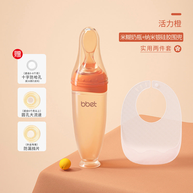 Babibele silicone rice cereal bottle spoon - newborn squeeze-style anti-colic, anti-choking baby & toddler feeding spoon