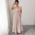 new cross-border women's fashion french & european style printed maxi dress