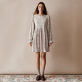 Amazon fashion cross-border export women's floral flare sleeve short dress - round neck high waist loose fit